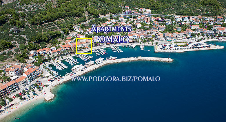 apartments Pomalo, Podgora - aerial view and position